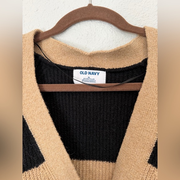 Old Navy Chunky Tan and Black Striped Cardigan | XLarge - Picture 2 of 8